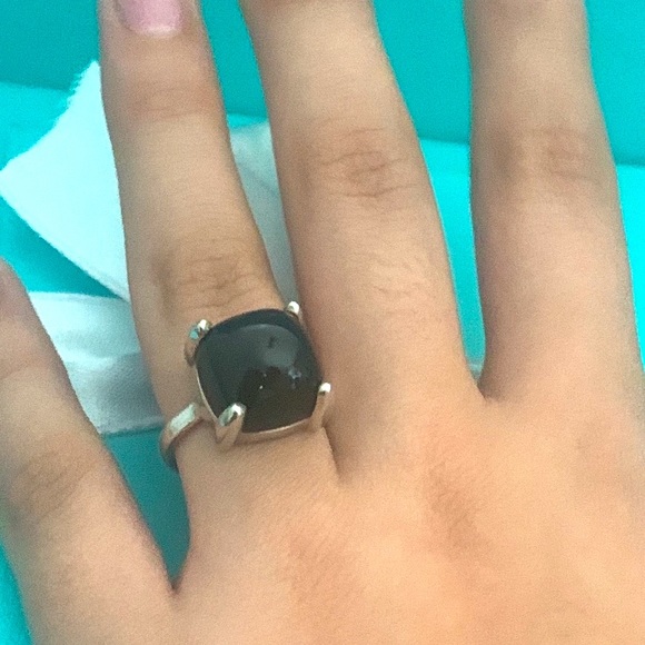 Tiffany & Co Large Sugar Stack Ring Black Onyx Paloma Picasso Stone  12mm size 5 - Picture 12 of 14
